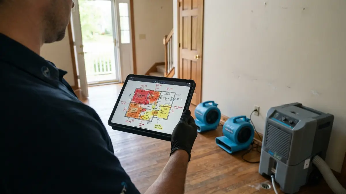 Moisture readings reviewed with the homeowner after water extraction