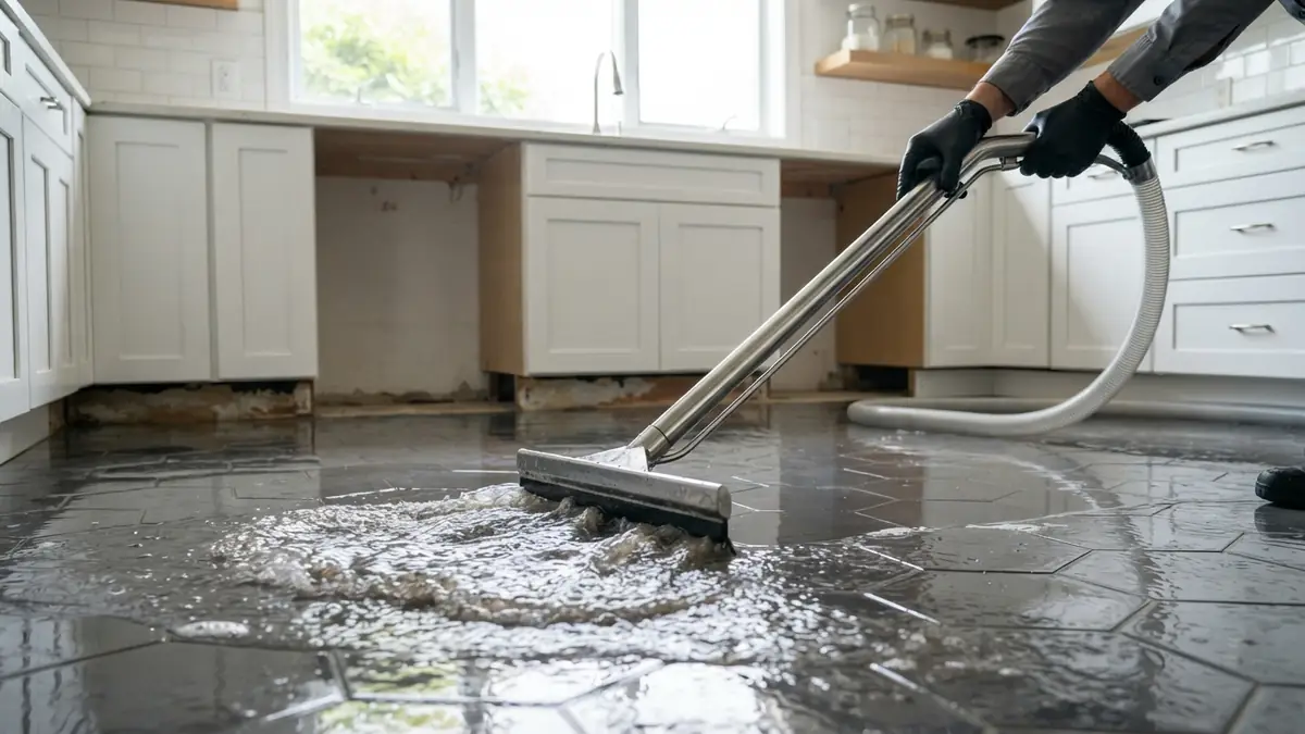 Water extracted from a tile kitchen floor during water extraction